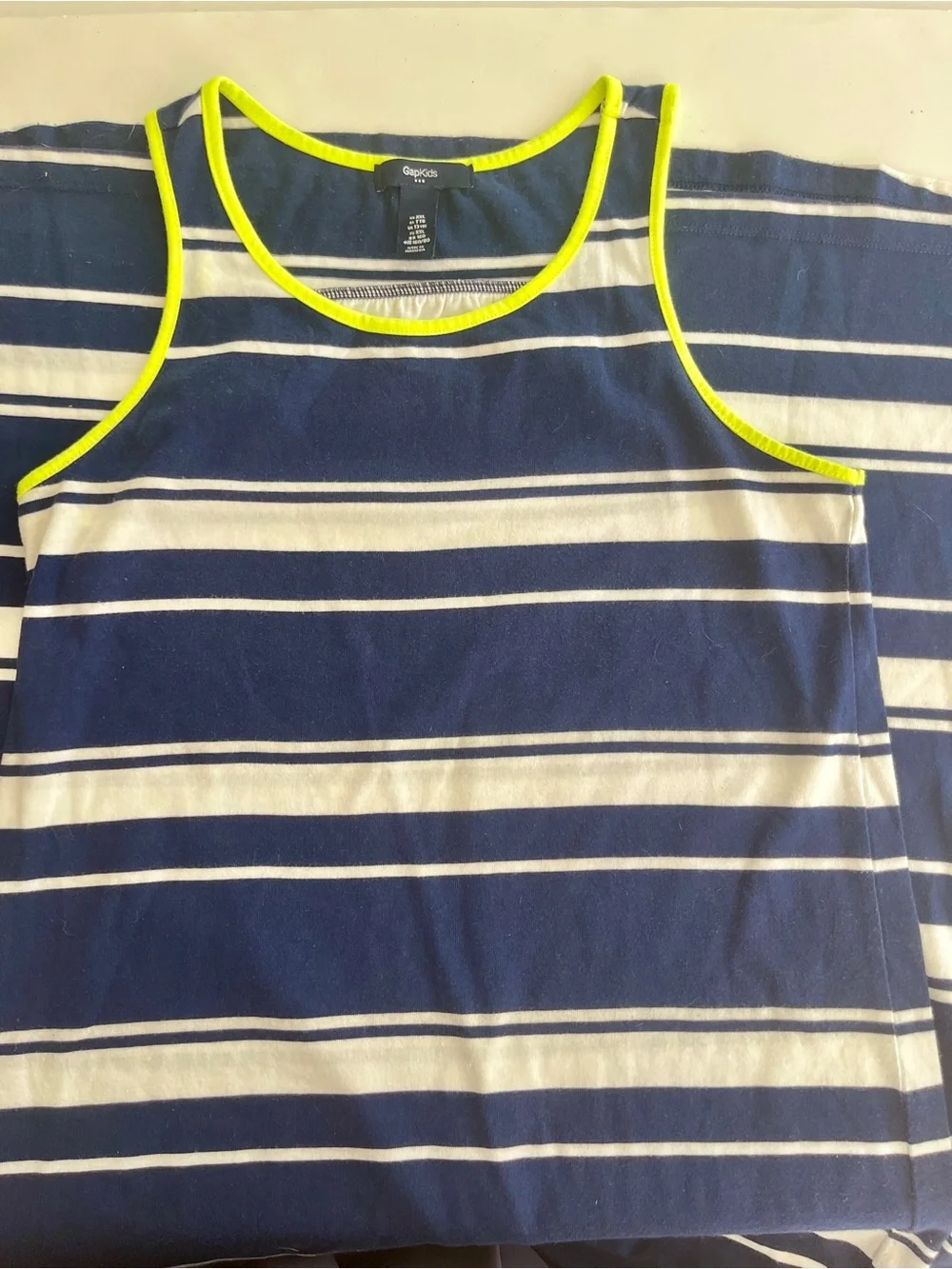 Summer Navy & White Stripe Tank dress Neon Trim kids XXL women’s XS girls 14-16